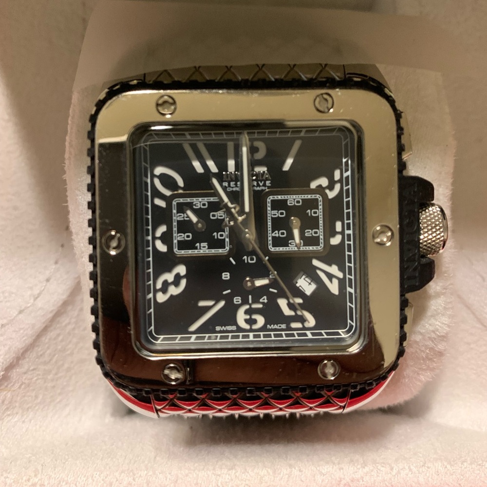 Invicta Cuadro Chronograph Black Dial Stainless Steel Bracelet Men's Watch